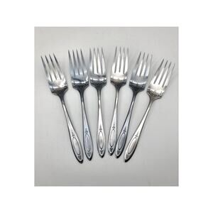 6 Salad / Dessert Forks 6 1/8" Oneida Community Adam Pattern 1917 Silverplate